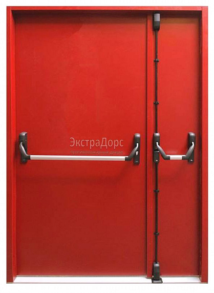 Противопожарная дверь EI 60 дымогазонепроницаемая красная с антипаникой в Серпухове  купить