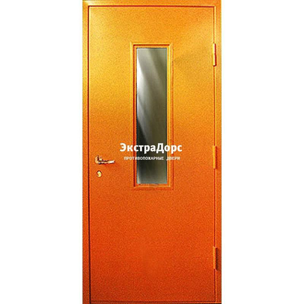 Противопожарная дверь анти-дым оранжевая со стеклом в Серпухове  купить