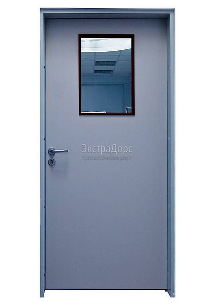 Дверь противопожарная металлическая однопольная EI 30 газодымонепроницаемая со стеклом в Серпухове  купить