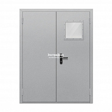 Двупольная огнеупорная дверь EI 30 ДО-02-EI-30 двупольная остеклённая с квадратным окном